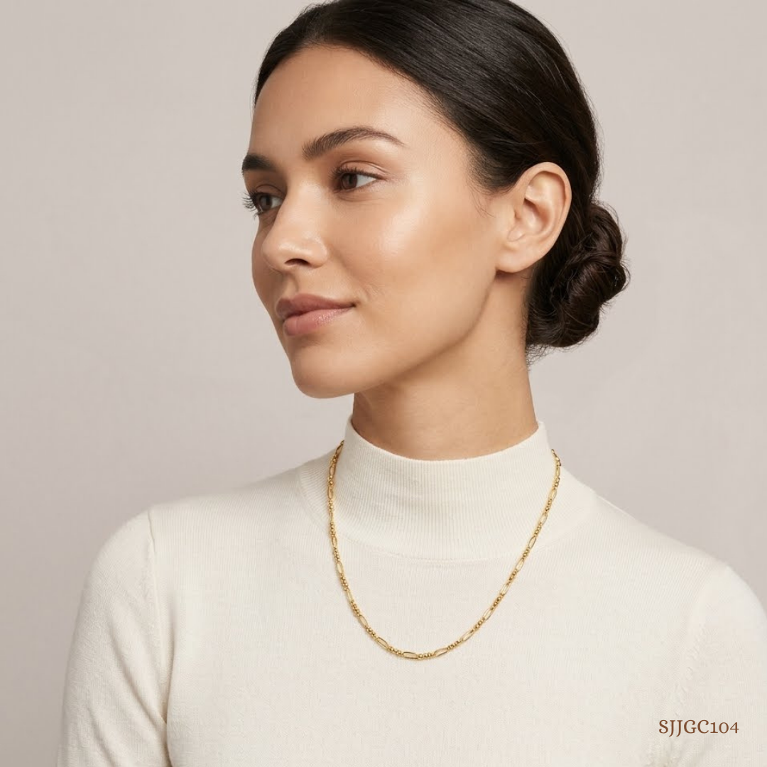 SJJGC104 | Classic Figaro Pattern Gold Chain