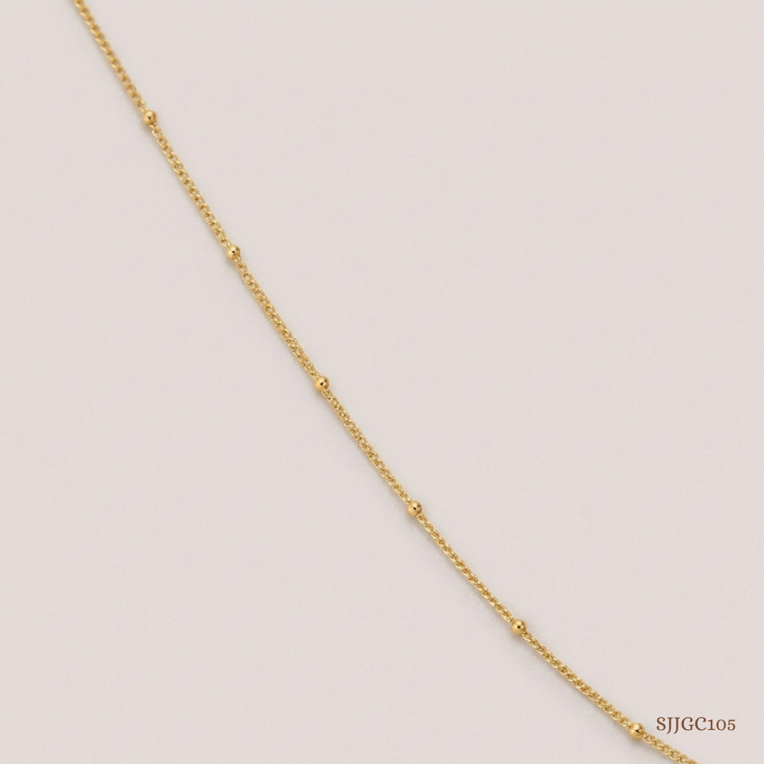 SJJGC105 | Beaded Satellite Yellow Gold Chain