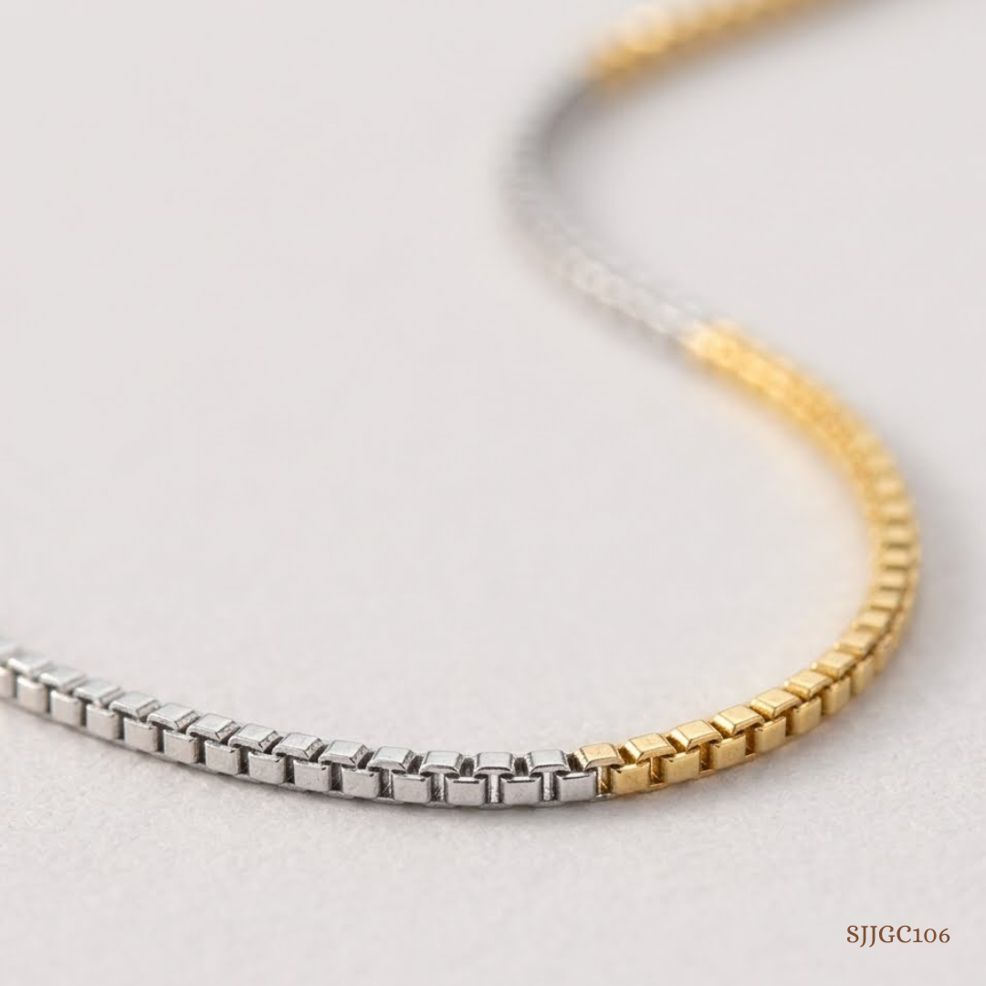 SJJGC106 | Modern Dual Tone Box Link Gold Chain