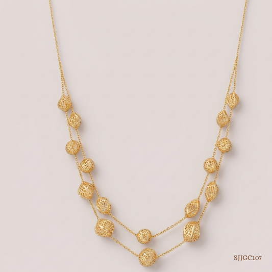 SJJGC107 | Radiant Orbit Double Layer Gold Chain