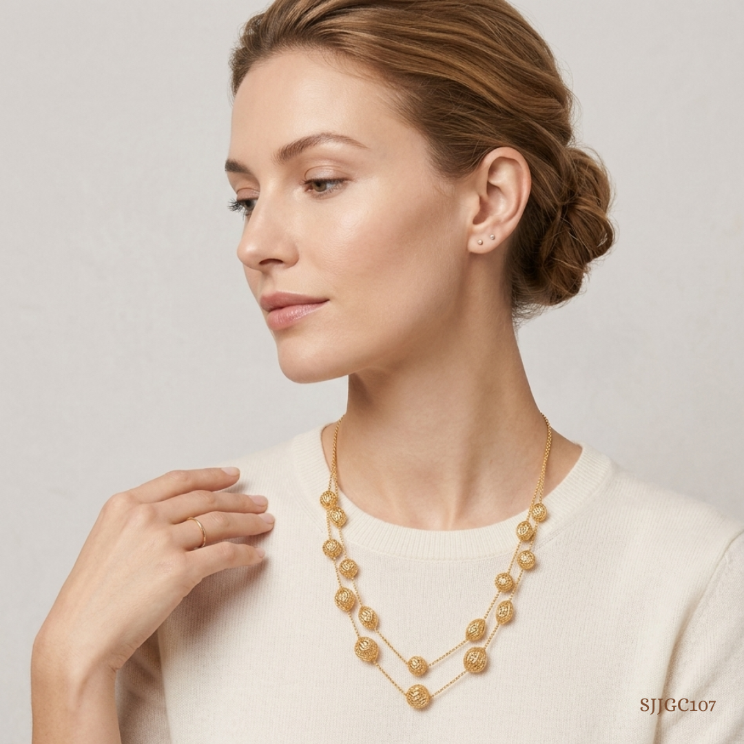 SJJGC107 | Radiant Orbit Double Layer Gold Chain