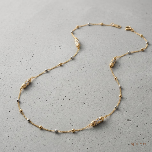 SJJGC112 | Caged Gleam Tri Tone Filigree Gold Chain
