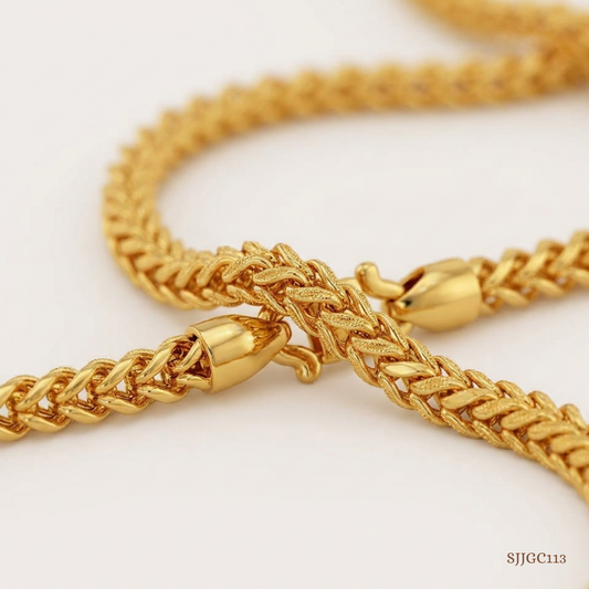 SJJGC113 | Double Layer Herringbone Gold Chain