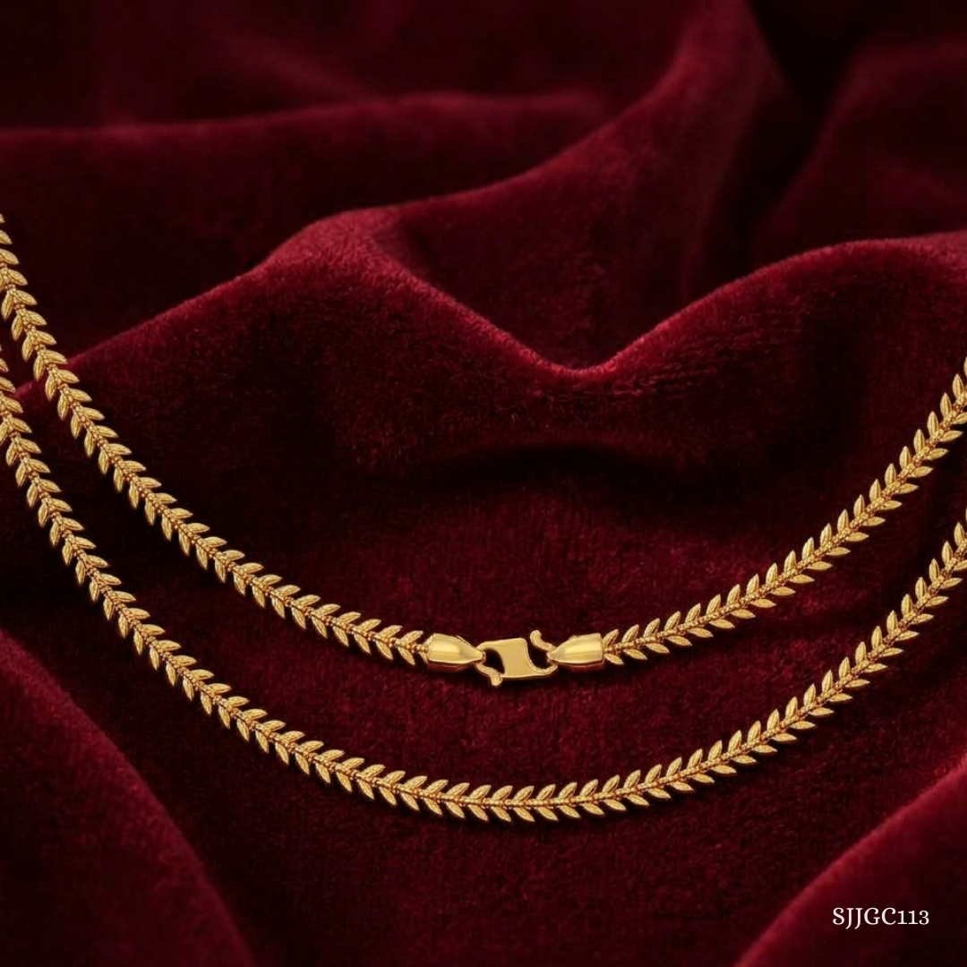 SJJGC113 | Double Layer Herringbone Gold Chain