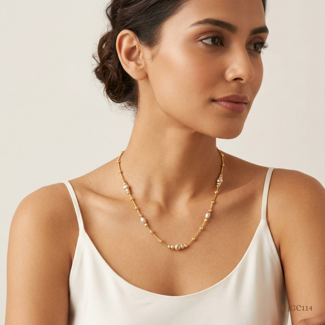 SJJGC114 | Spheres Charm Dual Tone Gold Chain
