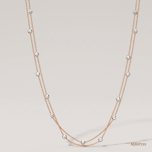 SJJGC115 | Beaded Blush Double Layer Rose Gold Chain