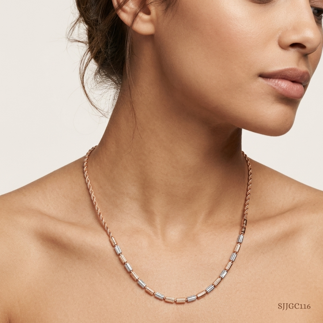 SJJGC116 | Gilded Rhythm Multi Strand Dual Tone Gold Chain