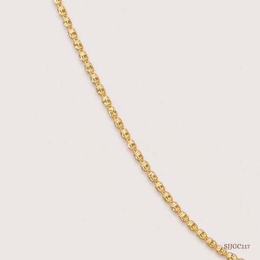 SJJGC117 | Classic Link Pearl & Emerald Gold Chain
