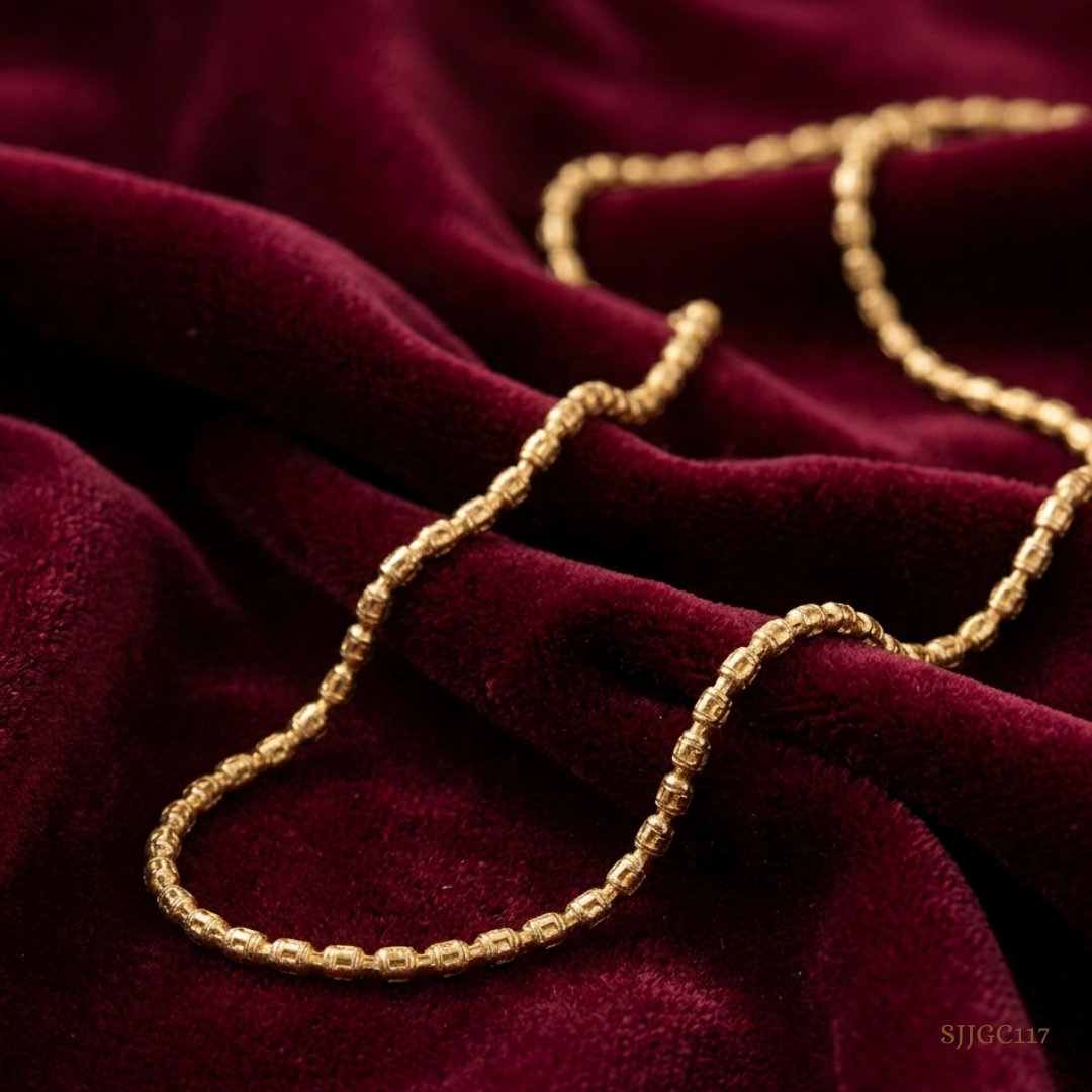SJJGC117 | Classic Link Pearl & Emerald Gold Chain