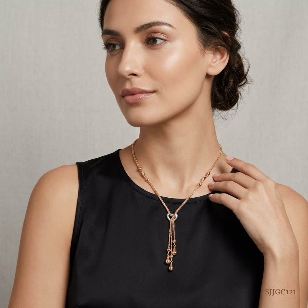 SJJGC121 | Endless Affection Textured Gold Lariat Chain