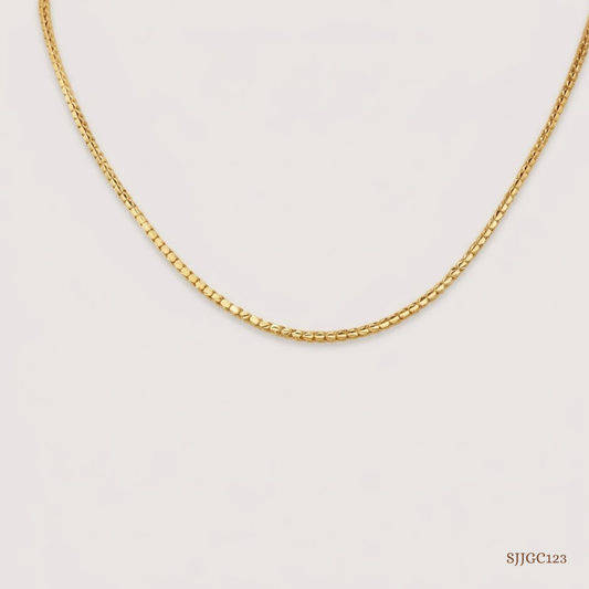 SJJGC123 | Tri Tone Flat Link Pearl Accent Gold Chain