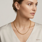 SJJGC123 | Tri Tone Flat Link Pearl Accent Gold Chain