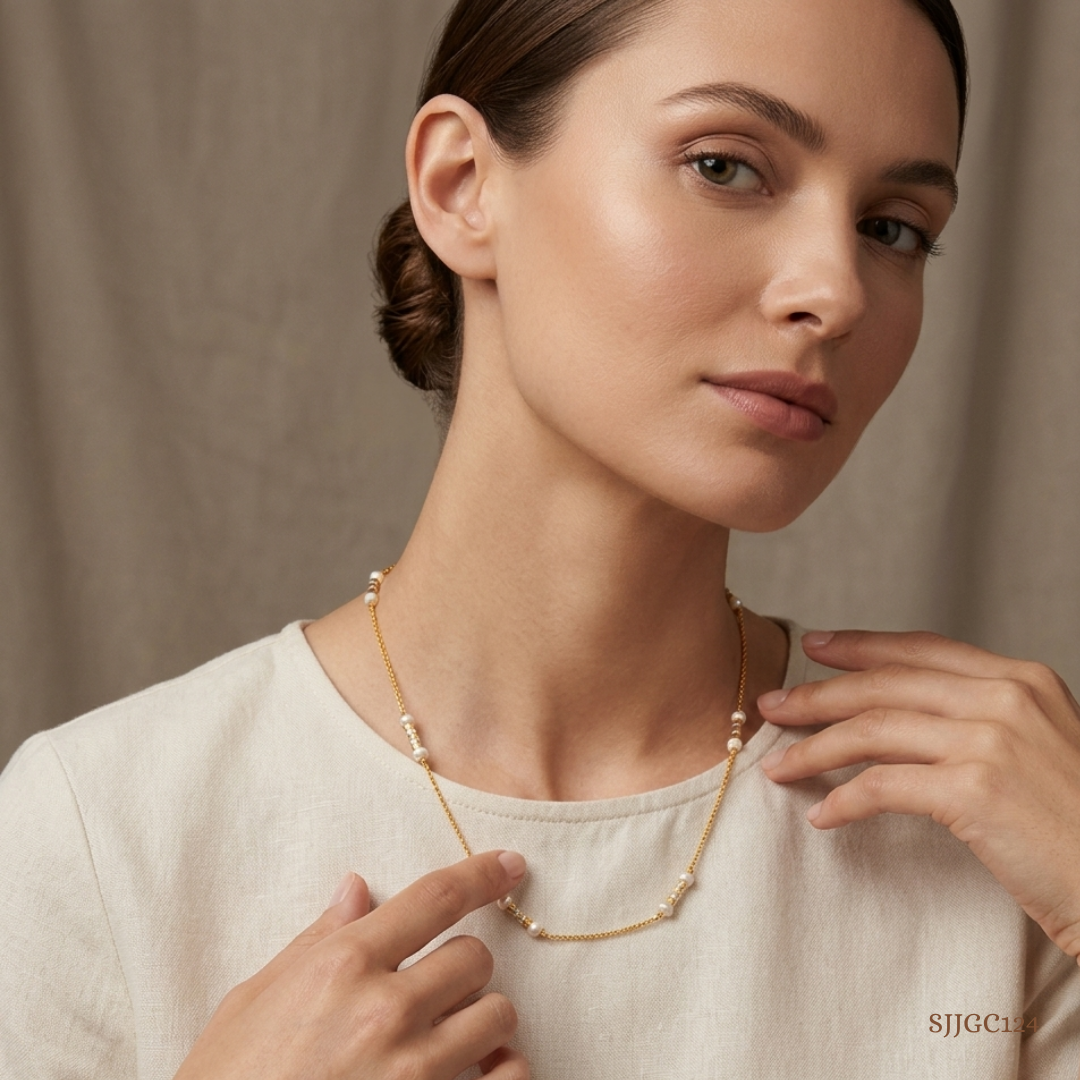 SJJGC124 | Radiant Rhythm Broad Link Gold Chain