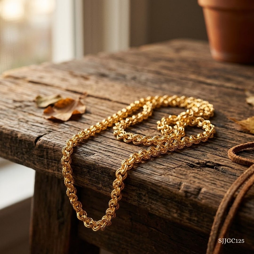 SJJGC125 | Regal Broad Filigree Gold Chain for Men