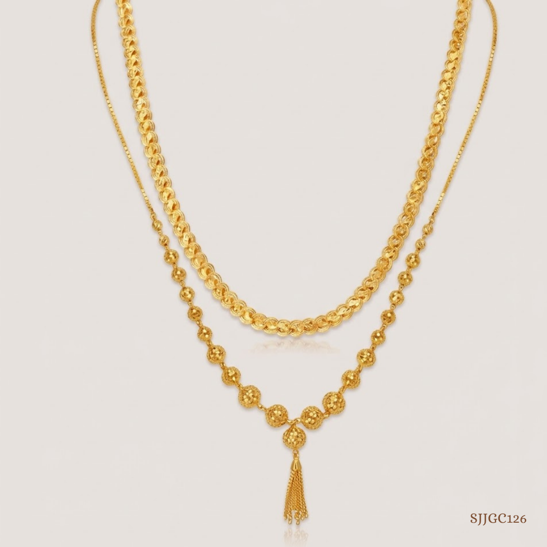 SJJGC126 | Shining Beads Double Layer Gold Chain