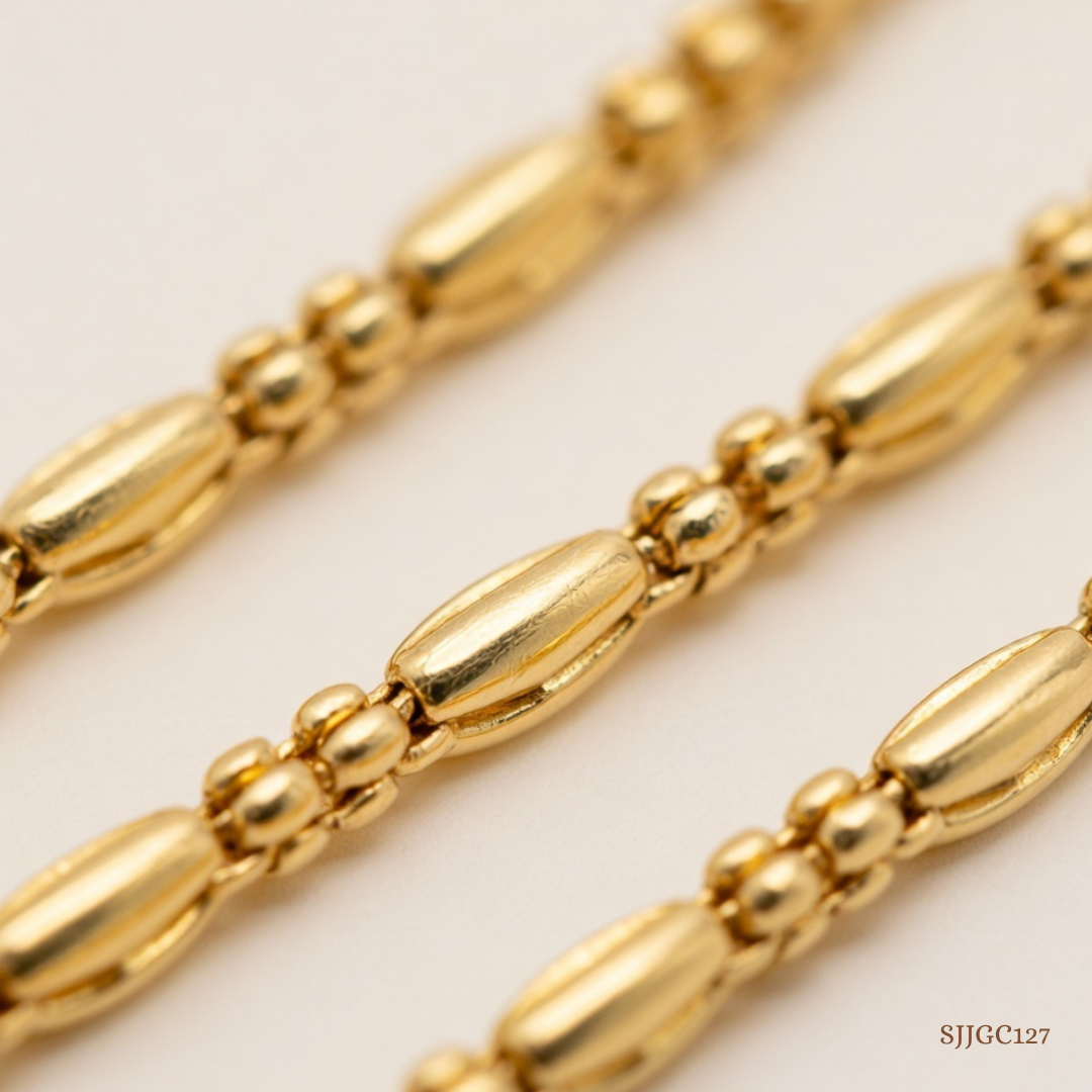 SJJGC127 | Barrel Gleam Textured Mesh Gold Chain