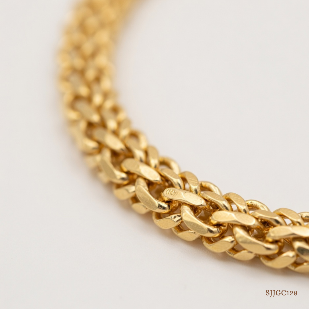 SJJGC128 | Luxe Barrel Architectural Gold Chain Bracelet