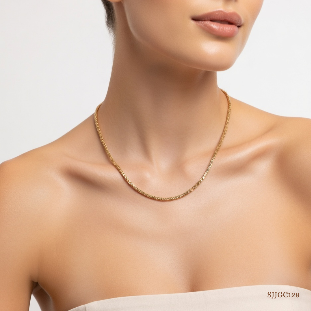SJJGC128 | Luxe Barrel Architectural Gold Chain Bracelet