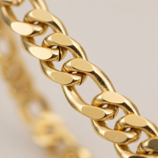 SJJGC130 | Gilded Twine Sculpted Gold Station Chain