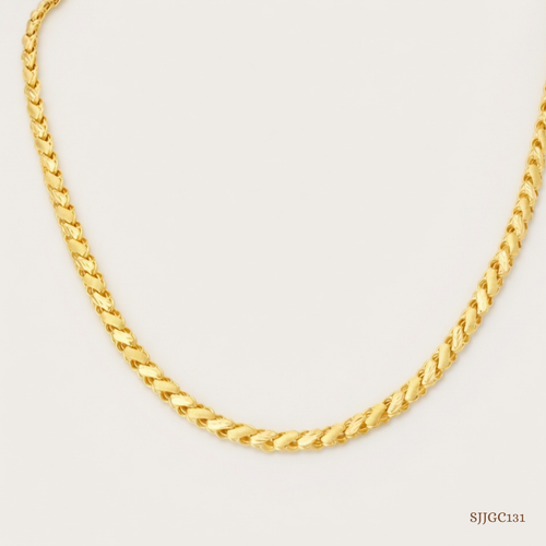 SJJGC131 | Artisanal Striated Wheat Wave Gold Chain