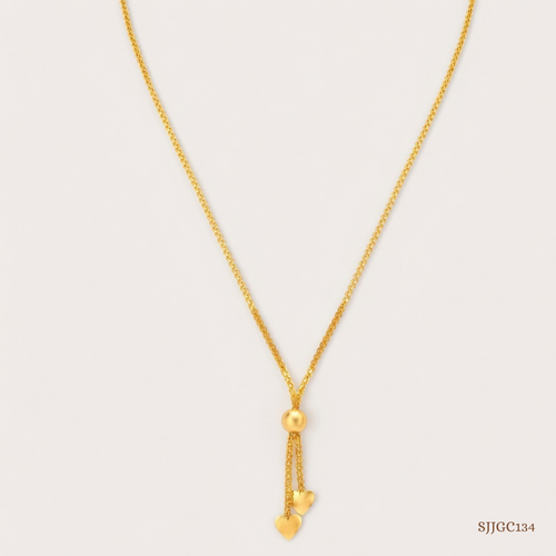 SJJGC134 | Charming Lariat Sculpted Bead Gold Chain