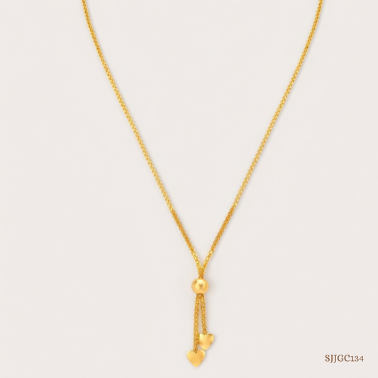 SJJGC134 | Charming Lariat Sculpted Bead Gold Chain