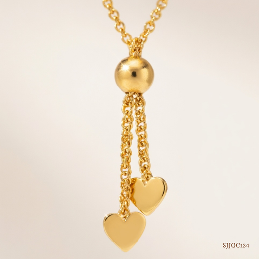 SJJGC134 | Charming Lariat Sculpted Bead Gold Chain