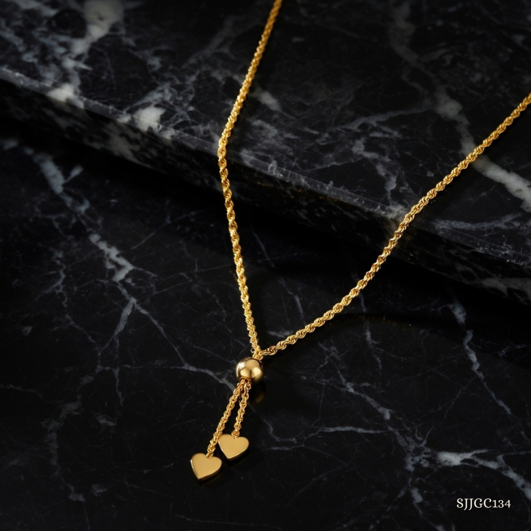 SJJGC134 | Charming Lariat Sculpted Bead Gold Chain