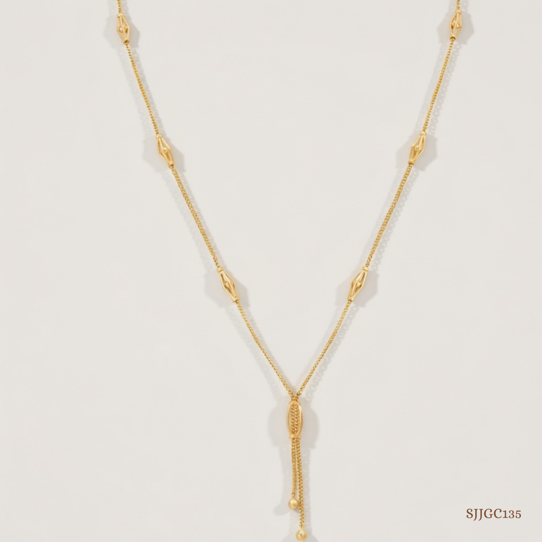 SJJGC135 | Elegant Woven Rope Lariat Gold Chain