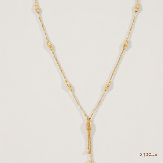 SJJGC135 | Elegant Woven Rope Lariat Gold Chain