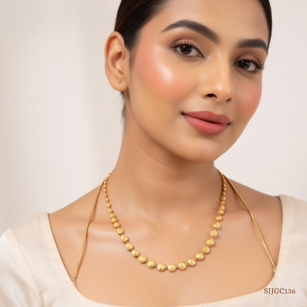 SJJGC136 | Spangled Yellow Gold Curb Beaded Chain