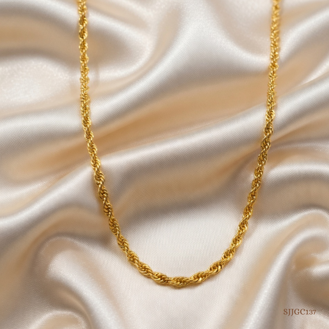SJJGC137 | Luminous Link 22KT Diamond Cut Gold Chain