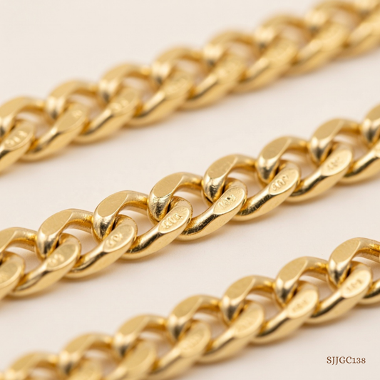SJJGC138 | Minimalist High Polish Byzantine Gold Chain