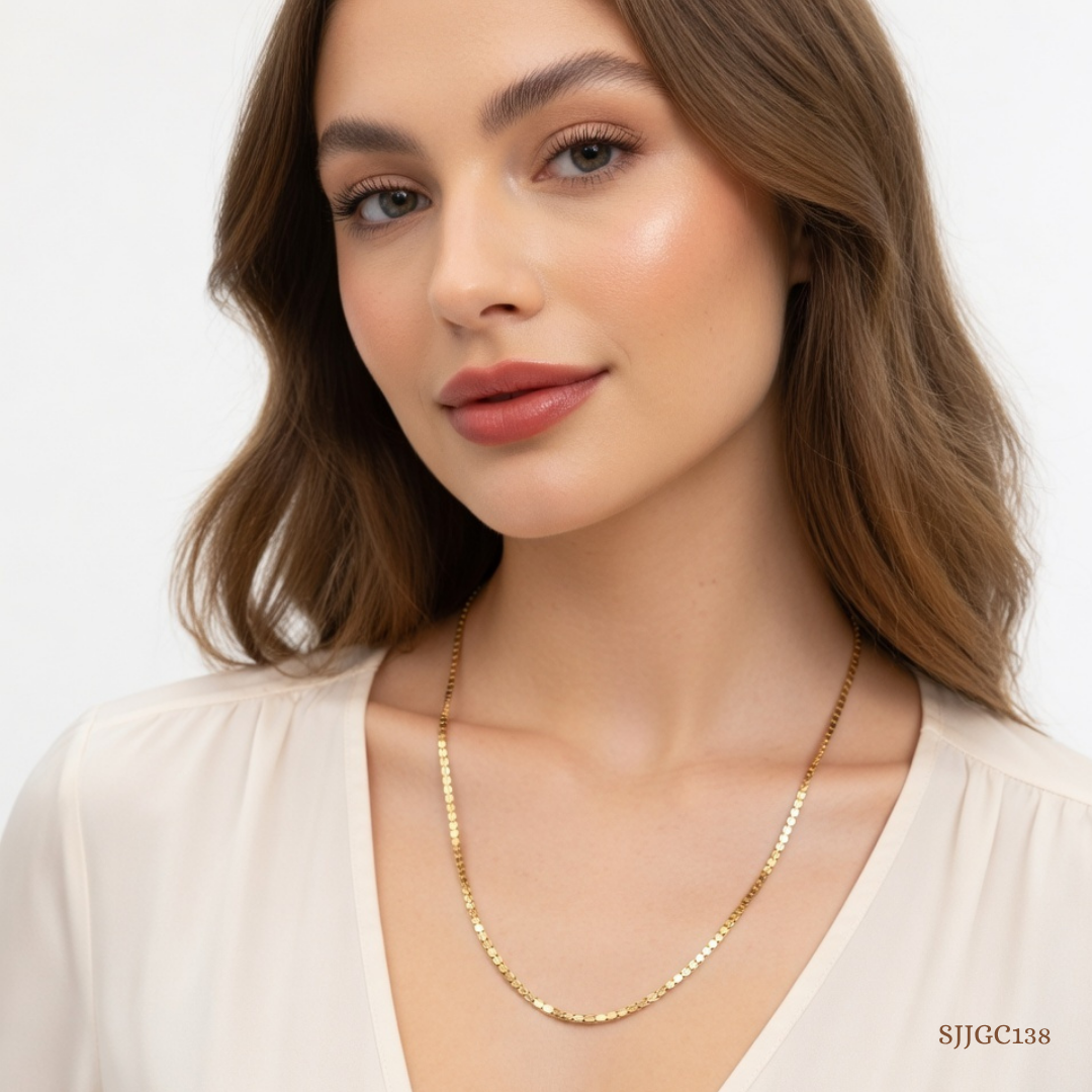 SJJGC138 | Minimalist High Polish Byzantine Gold Chain