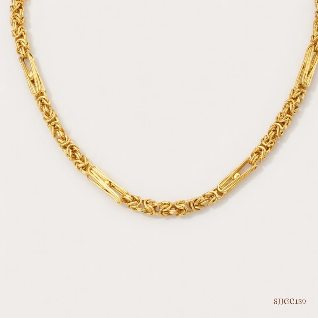 SJJGC139 | Luxury Byzantine Bead & Bar Gold Chain