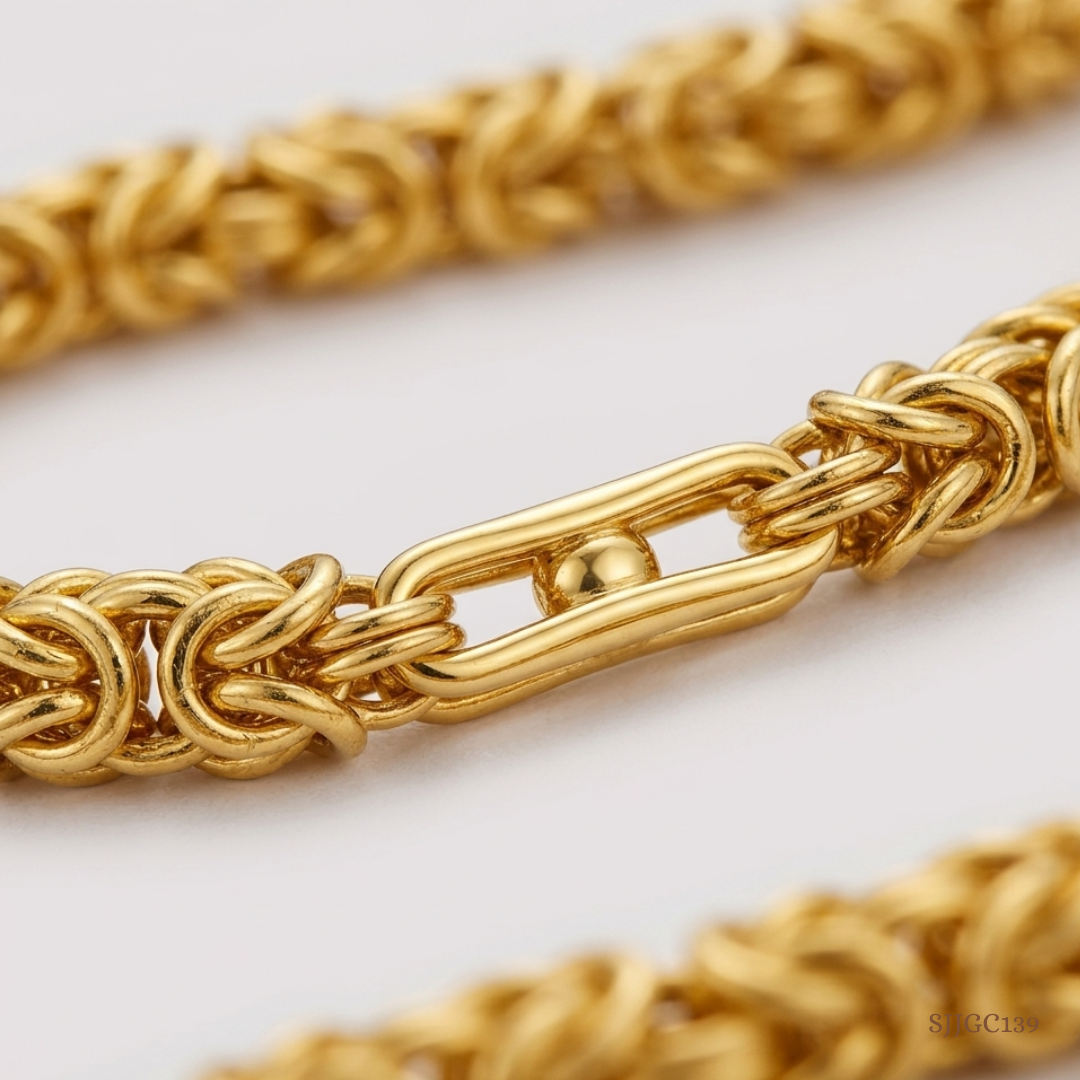 SJJGC139 | Luxury Byzantine Bead & Bar Gold Chain