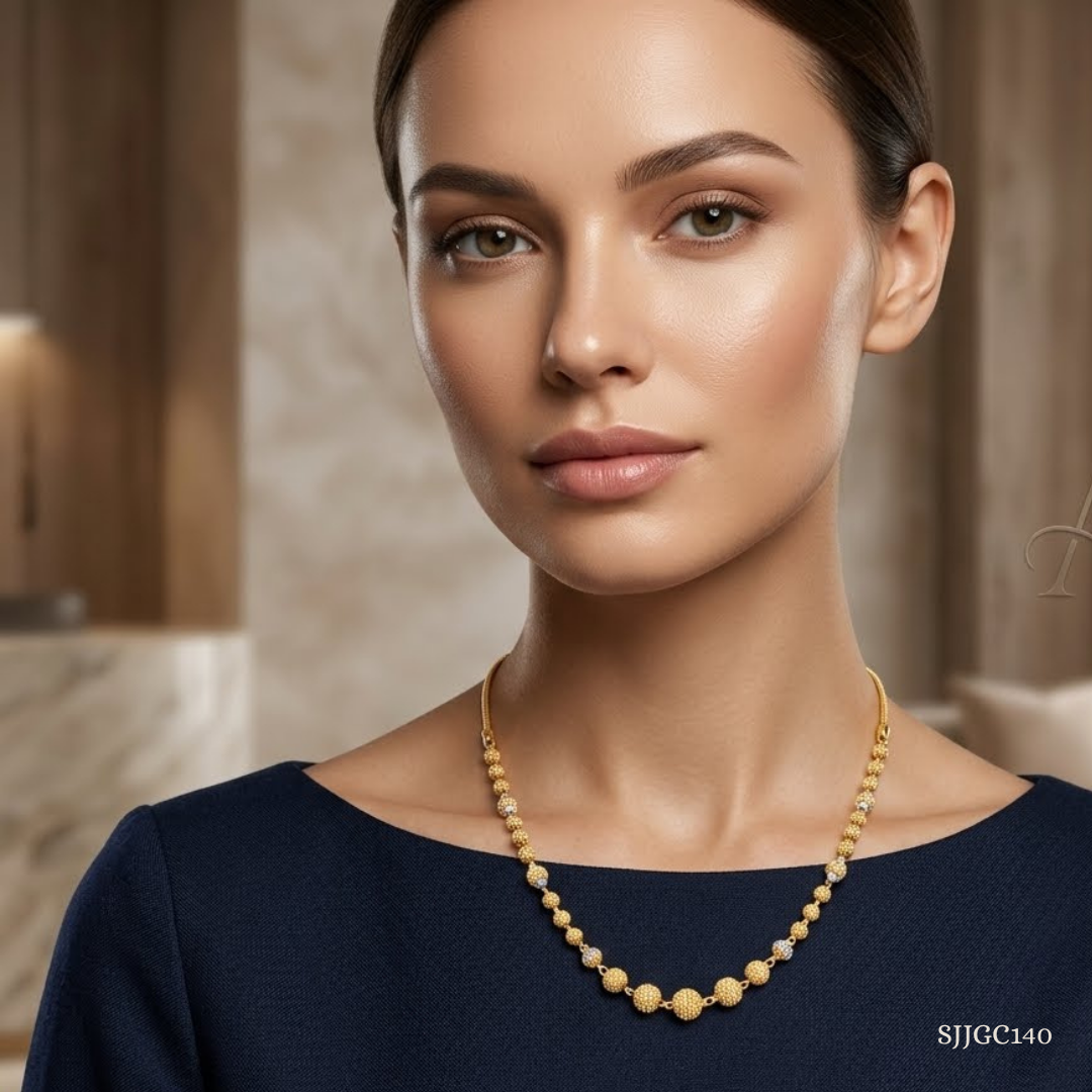 SJJGC140 | Spangled Yellow Gold Organic Link Chain
