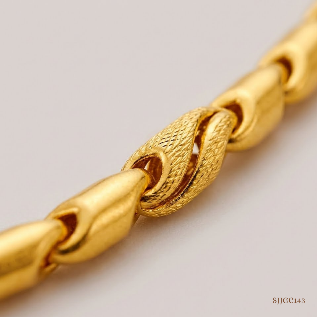 SJJGC143 | Imperial Yellow Gold Textured Bead Chain