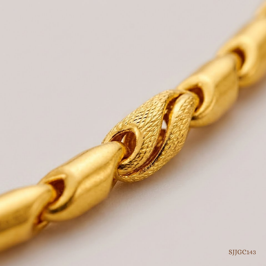 SJJGC143 | Imperial Yellow Gold Textured Bead Chain