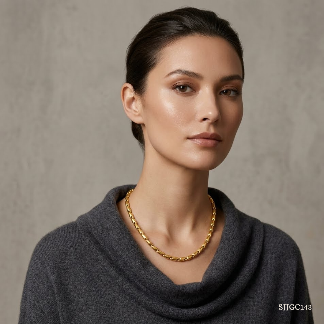 SJJGC143 | Imperial Yellow Gold Textured Bead Chain