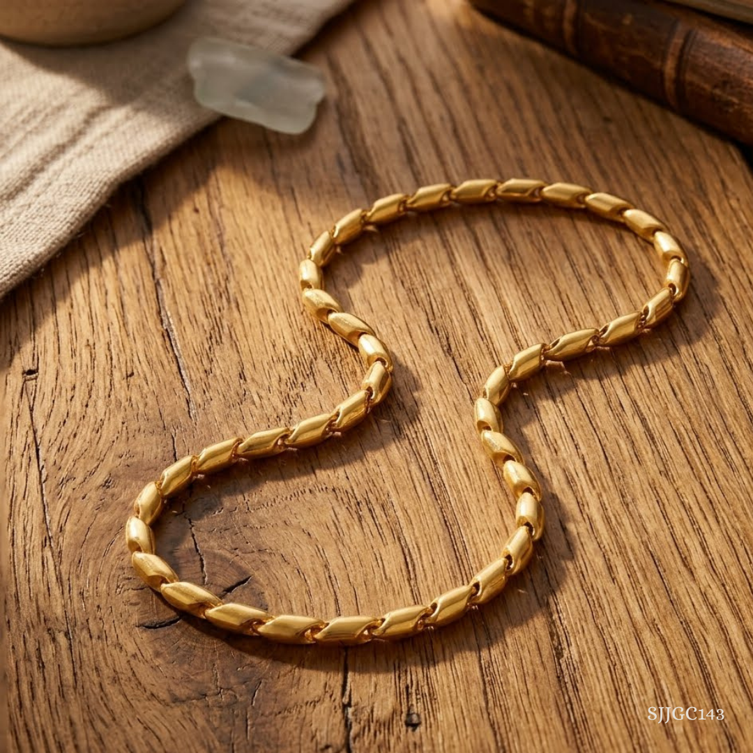SJJGC143 | Imperial Yellow Gold Textured Bead Chain