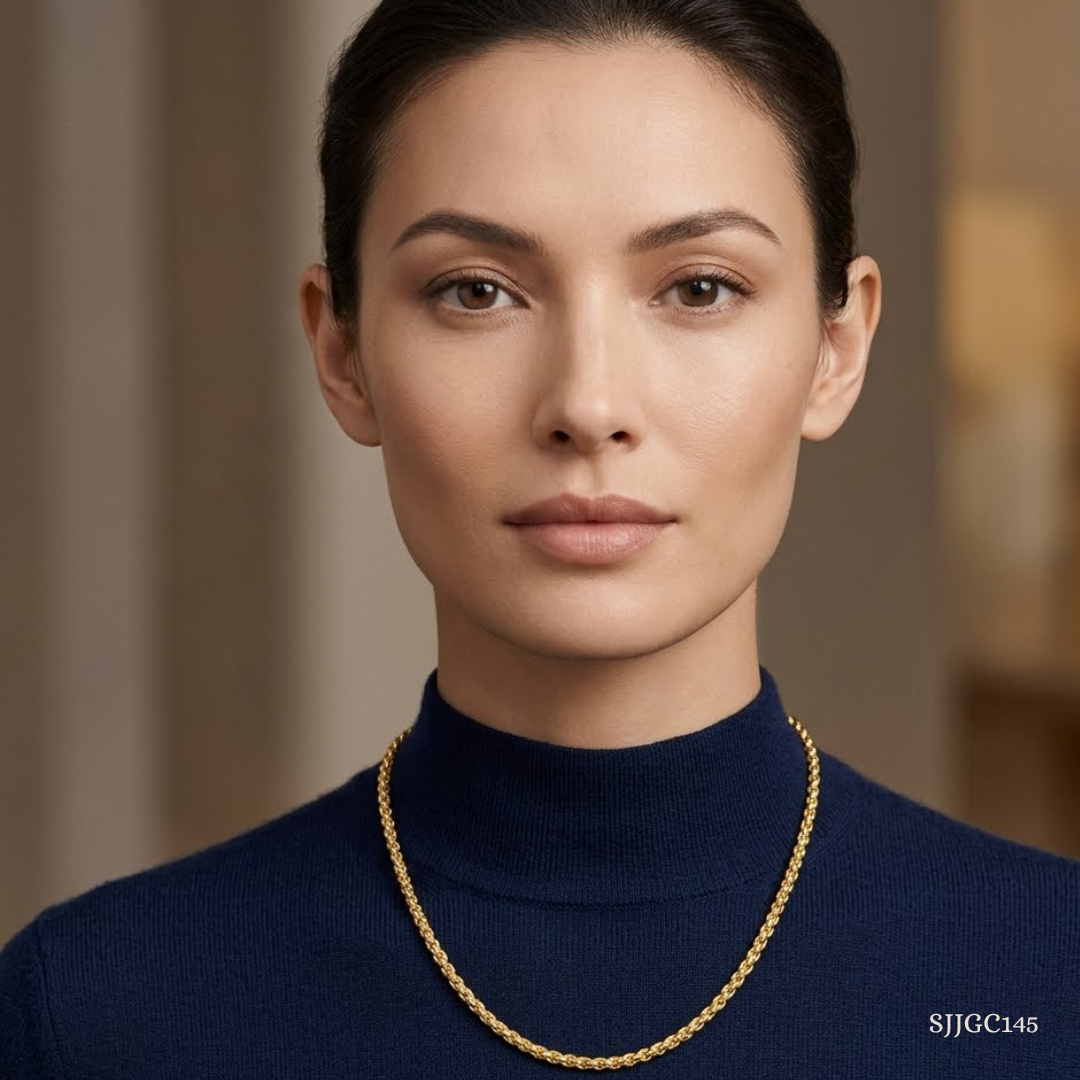 SJJGC145 | Textural Radiance Bimetallic Gold Chain