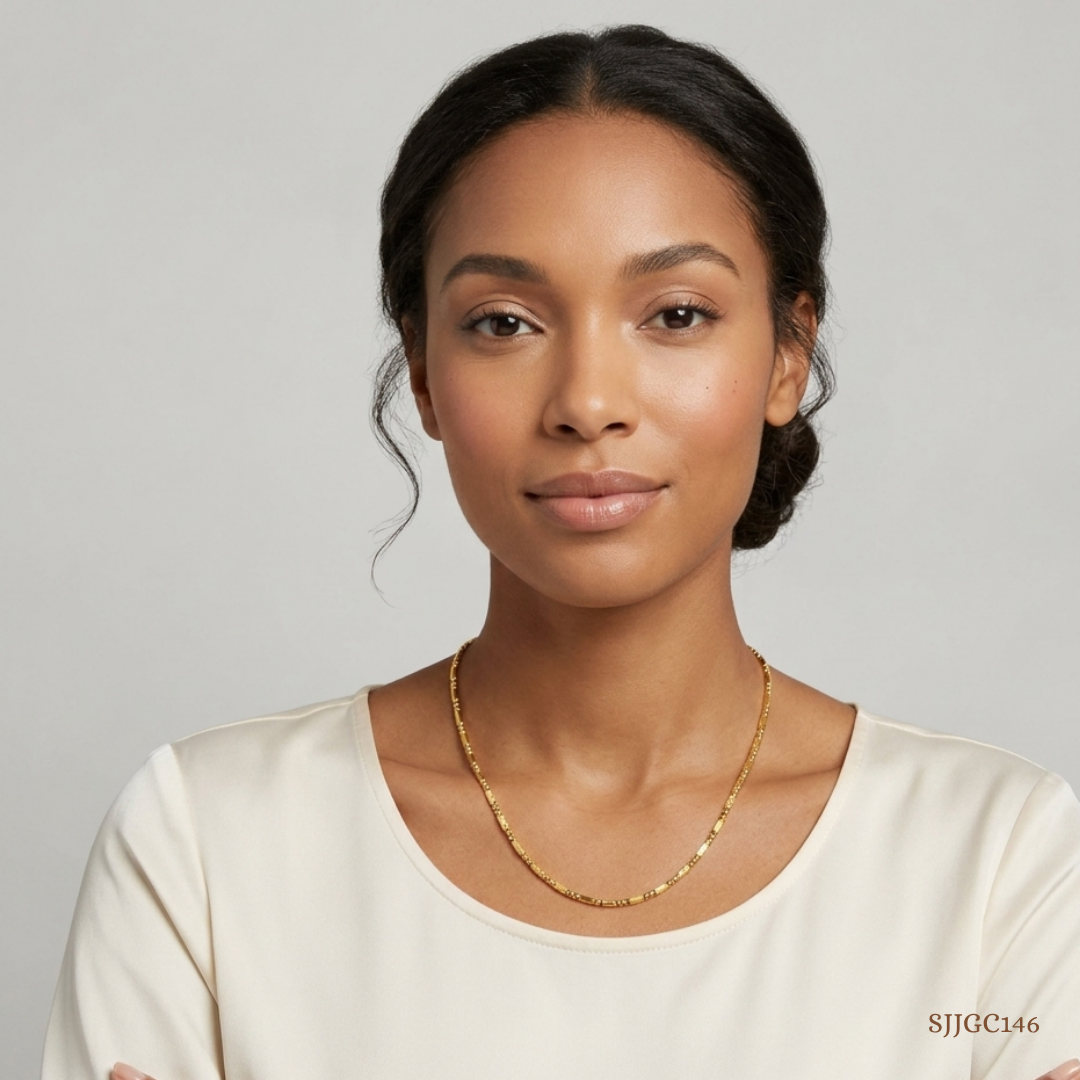 SJJGC146 | Aura Etched Dual Tone Gold Lariat Chain