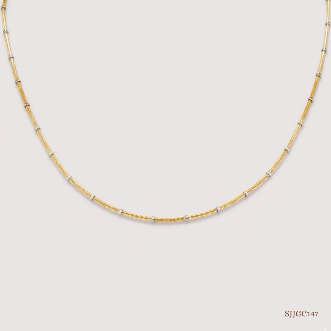 SJJGC147 | Radiant Dual Tone Textured Gold Chain