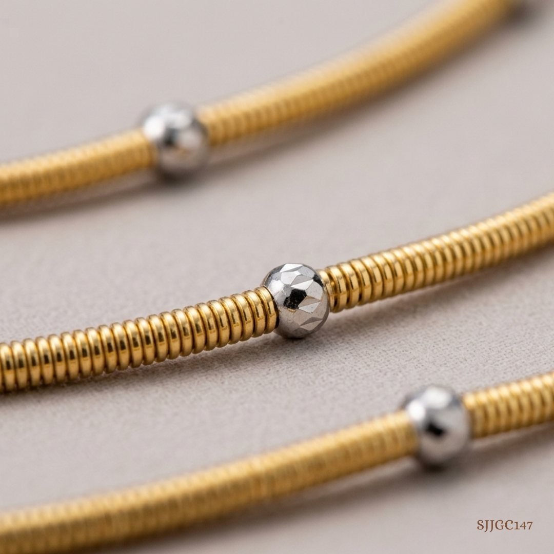 SJJGC147 | Radiant Dual Tone Textured Gold Chain