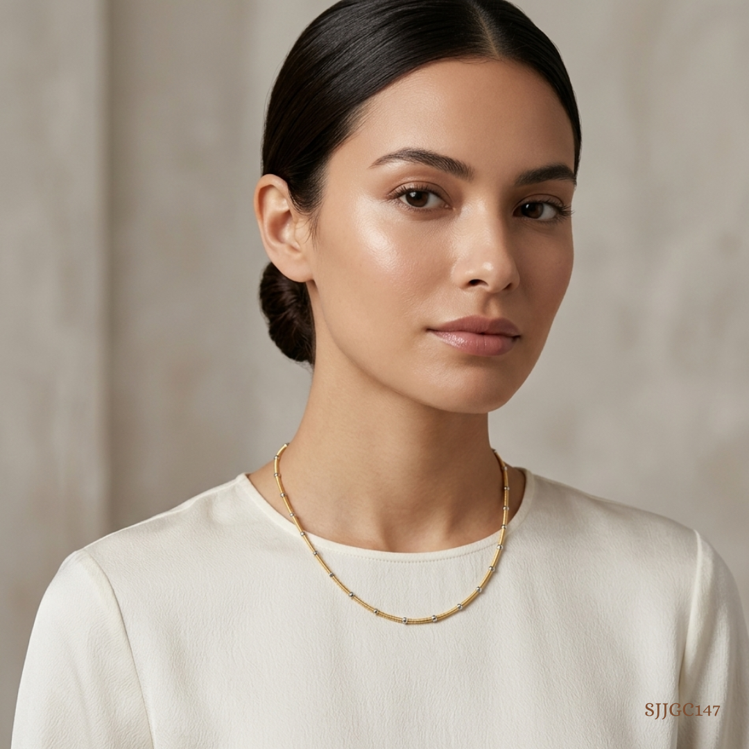 SJJGC147 | Radiant Dual Tone Textured Gold Chain