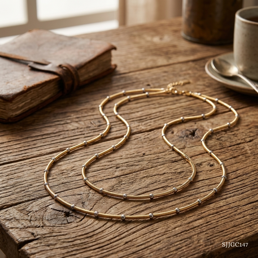 SJJGC147 | Radiant Dual Tone Textured Gold Chain