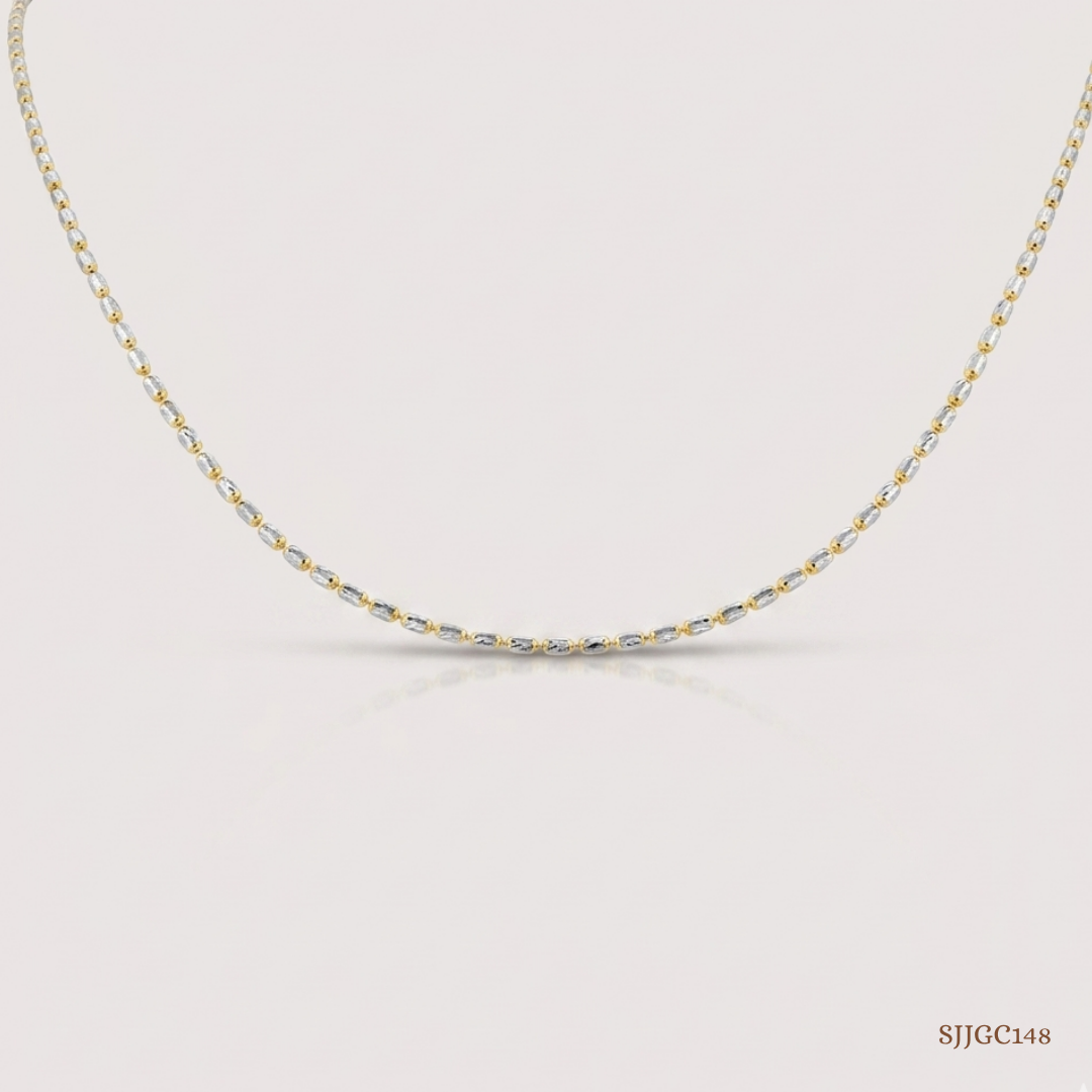 SJJGC148 | Radiant Dual Tone Spiral Bead Gold Chain