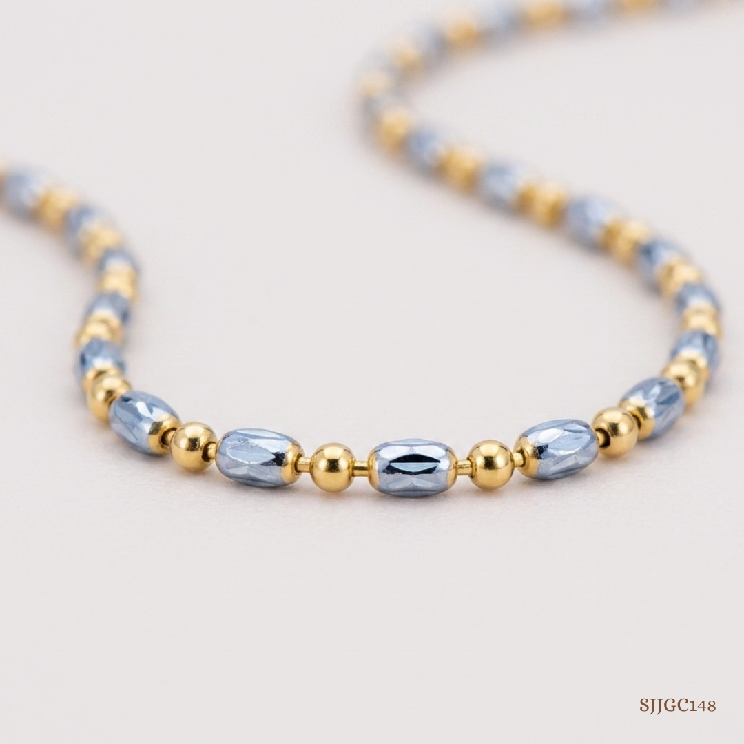 SJJGC148 | Radiant Dual Tone Spiral Bead Gold Chain