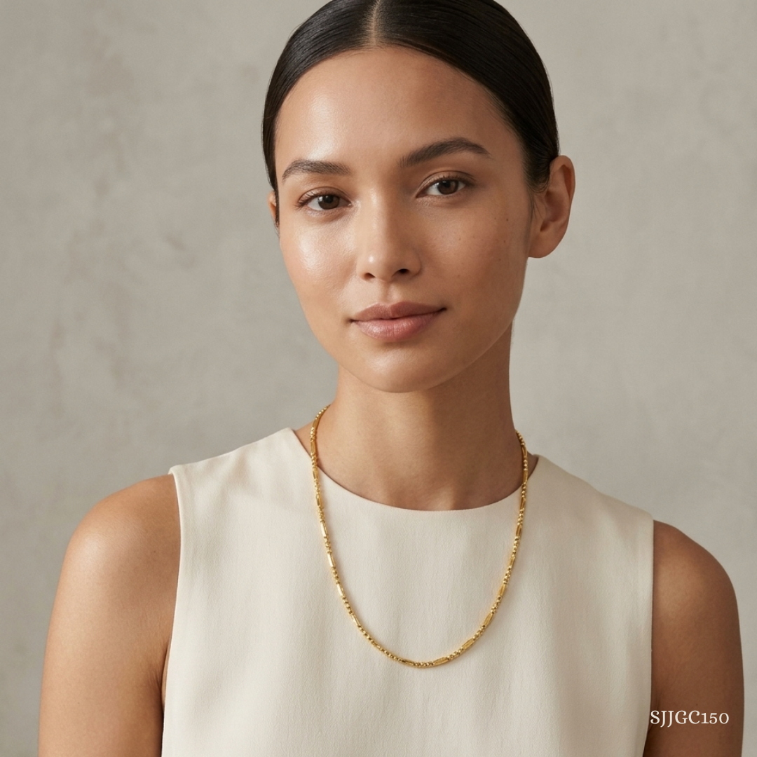 SJJGC150 | Noble Gleam Bimetallic Bead Gold Chain